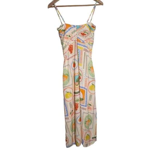 Seven Wonders Dress Fruit Maxi Whimsy Tropical Vacation Resort Beach Women Small - Picture 2 of 14